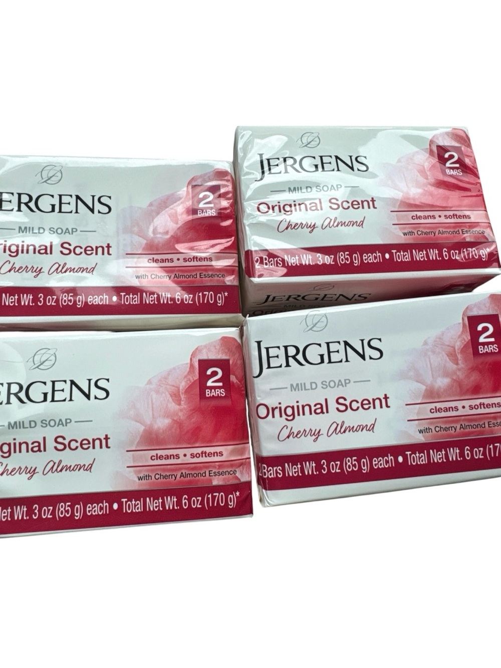 Jergens Cherry Almond Mild Soap Original Scent - 8 Bars (4x 2 Pack) - 3oz Each